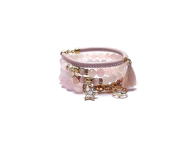 bransoletki z kamieni naturalnych Light pink  /16-02-22/ set