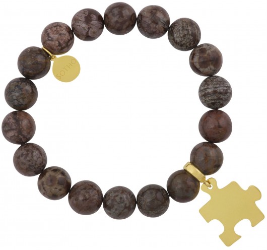 Brązowa bransoletka obsydian śnieżny puzzel HIT SOTHO
