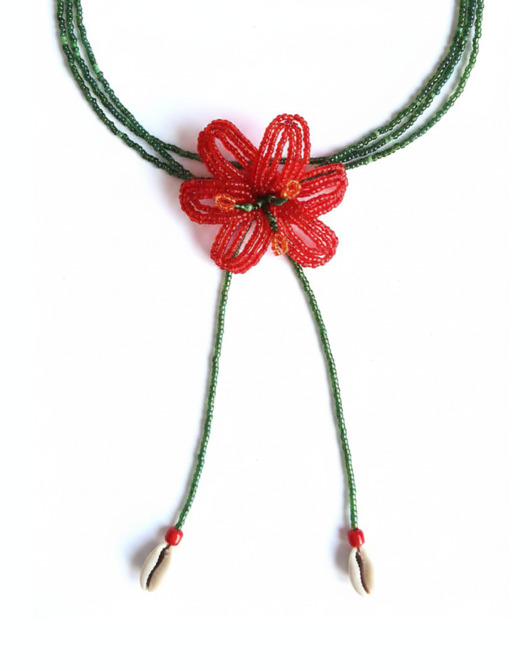 chokery Czerwona Lilia - naszyjnik choker
