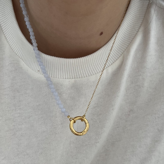 korale Srebrny naszyjnik baza CHALCEDON