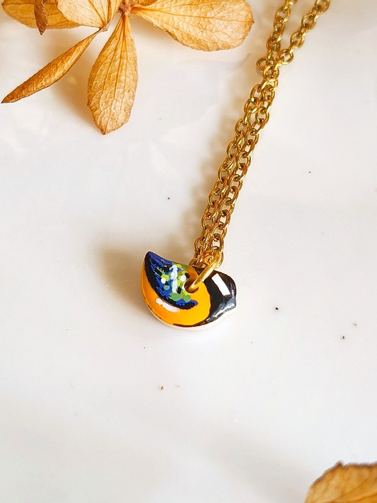 wisiory Naszyjnik sikorka bogatka ptaszek, boho amulet szczęścia, prezent dla niej