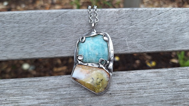 wisiory Opal i amazonit - wisiorek