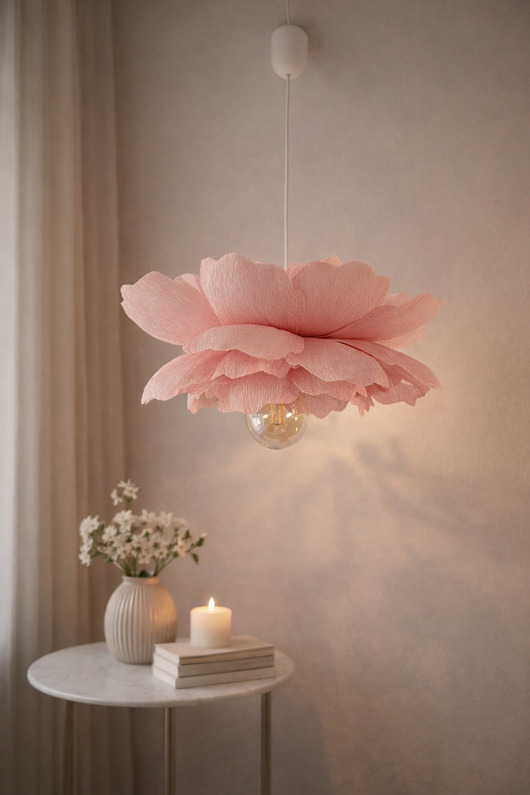 lampy do pokoju dziecka Różowa lampa wisząca - kwiat peonia