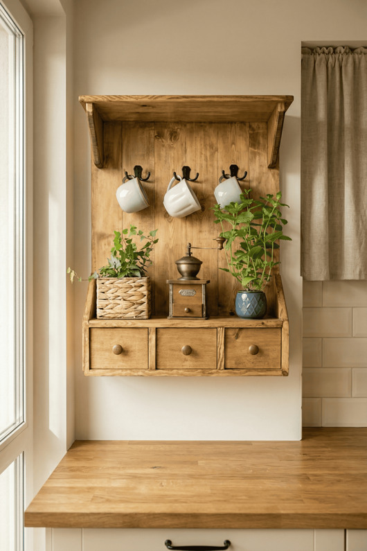 regały Ścienny regał wiszący z szufladami retro, prowansja