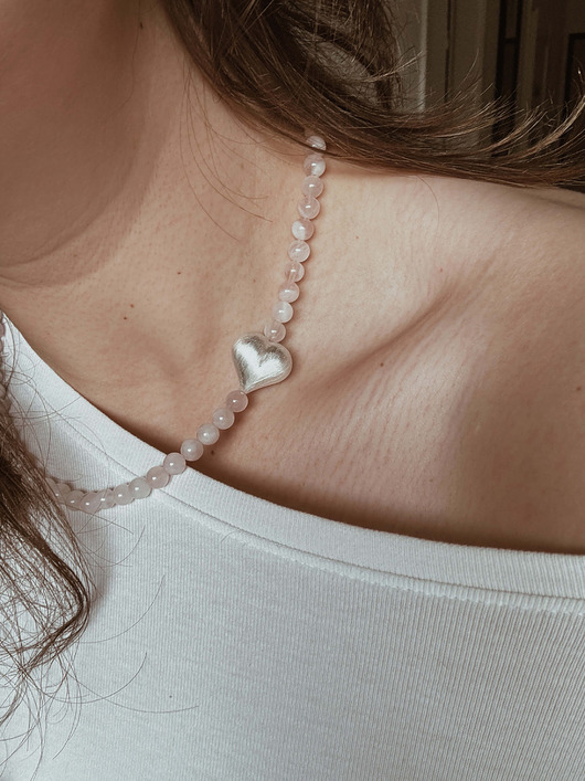 srebrne naszyjniki Naszyjnik Kwarc Różowy Serce