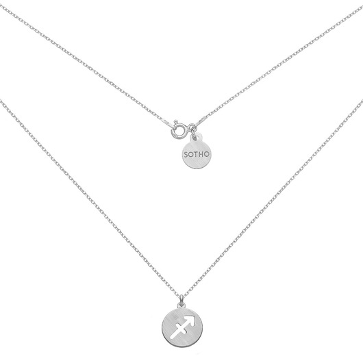 srebrne naszyjniki Srebrny matowy naszyjnik z zodiakiem Strzelca