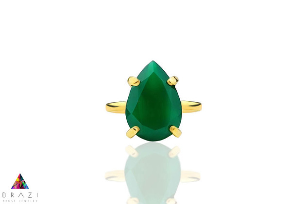 pierścionki złote Pierścionek Chalcedon Chromowy 6 ct. Kropla