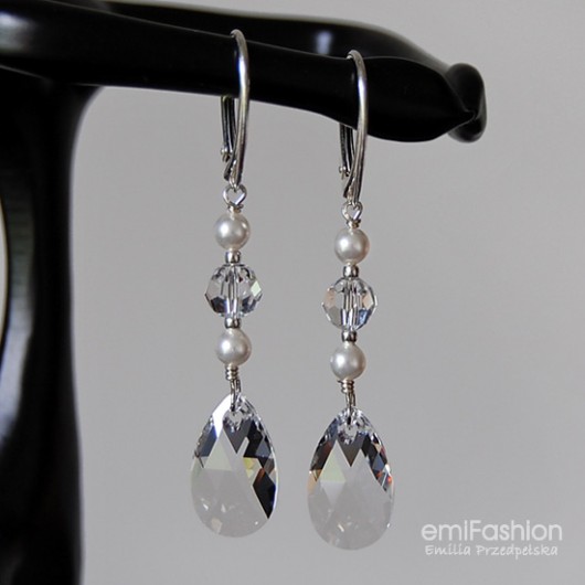 Kryształowe łzy z perłą MAREMI Jewelry