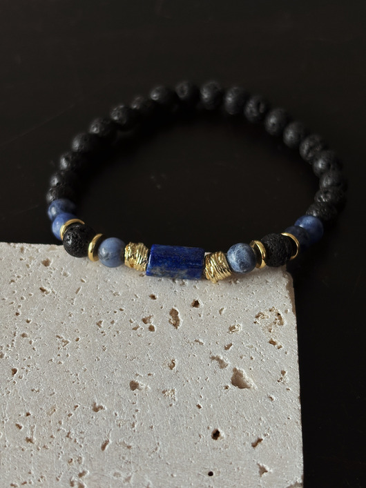 biżuteria męska Bransoletka męska Sodalit  i Lapis Lazuli