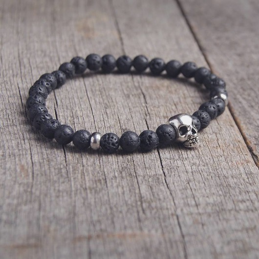 biżuteria męska Męska bransoletka :: black lava & skull VI