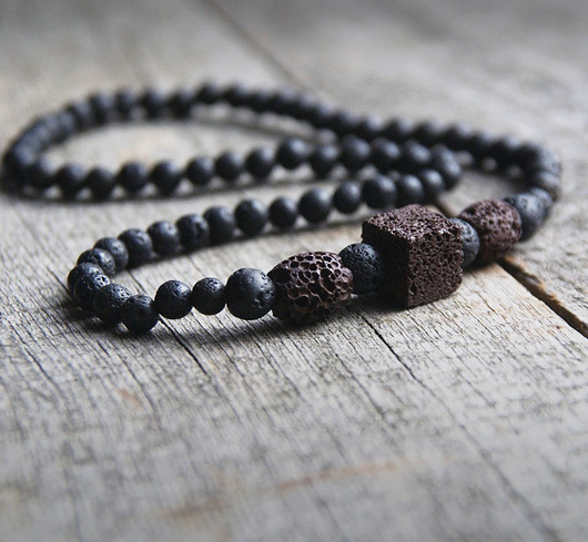 biżuteria męska S A L E :naszyjnik MĘSKI :: black & brown LAVA