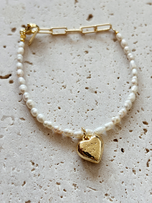 bransoletki złote Bransoletka z pereł naturalnych serce