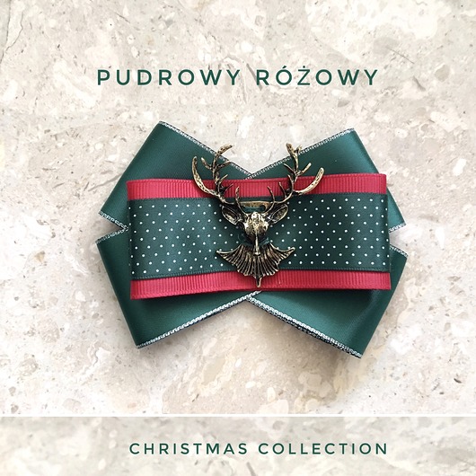 Brosza z Reniferem Święta Mikołajki Pudrowy Różowy