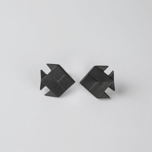 kolczyki ceramiczne Kolczyki z Porcelany Origami Rybki Duże Czarne