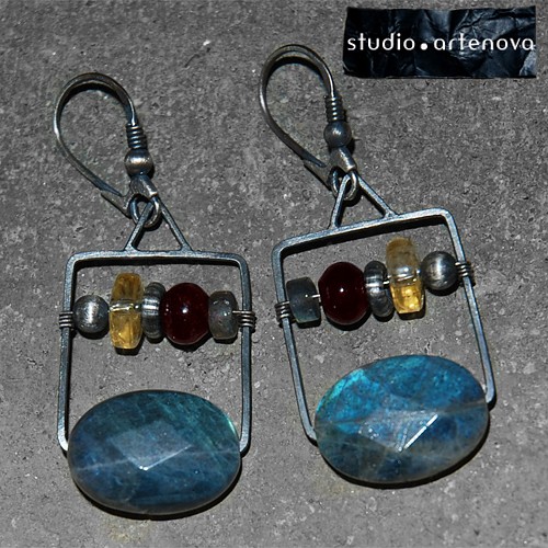 labradoryt, cytryn, granat w ramce * ke 00158 studio artenova