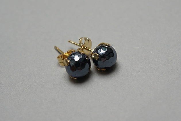 kolczyki z kamieniami Dots - onyks /alloys collection/ - sztyfty