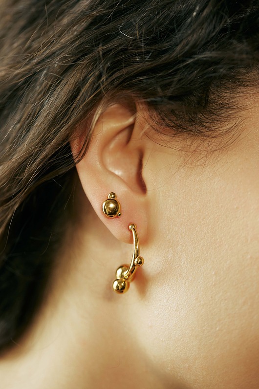 kolczyki pozłacane SPHERE semi / gold earrings