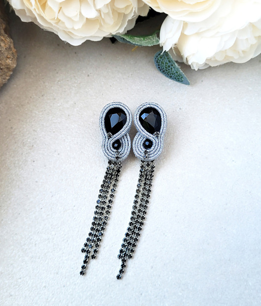 kolczyki soutache Eleganckie długie kolczyki na sztyftach