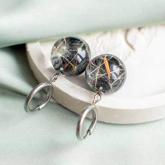 kolczyki z żywicy Kolczyki z rzęsek dmuchawca