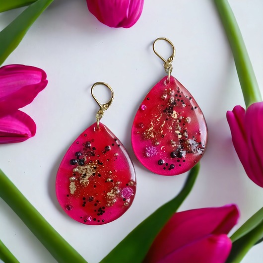 kolczyki z żywicy UNIKATOWE kolczyki z żywicy : kolekcja PICASSO : XL