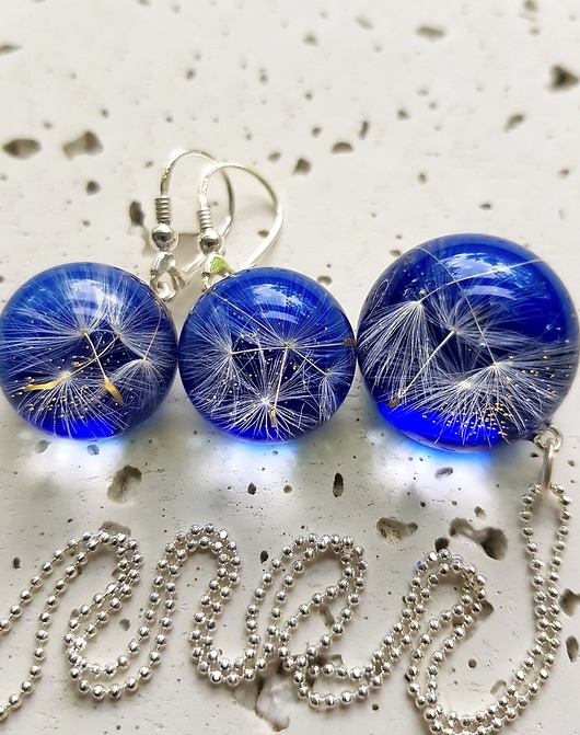 zestaw-dmuchawce w żywicy Grol Jewellery