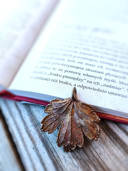 wisiory Liść agrestu miedziany wisior II