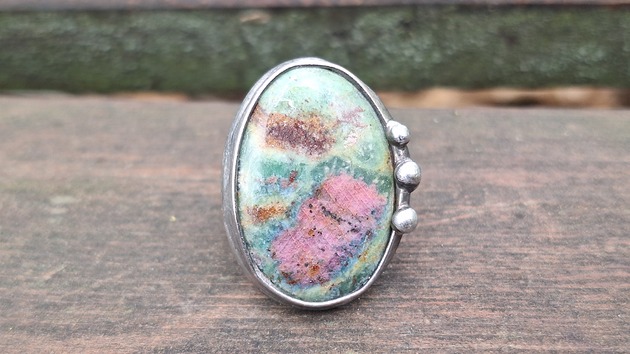 pierścionki - różne Rubin w fuksycie - pierścionek regulowany