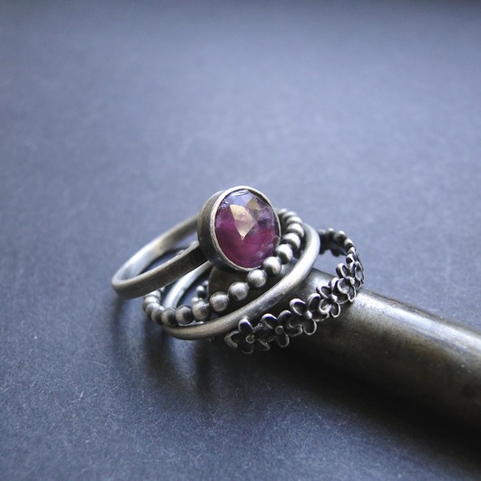 pierścionki srebrne Zestaw Szafir Floral