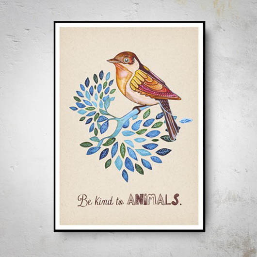 BIRD plakat 50x70cm z ptaszkiem muamua design