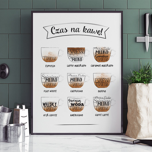 plakaty PLAKAT DO KUCHNI CZAS NA KAWĘ P095 jasny