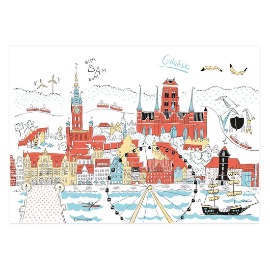 Plakat A4 Gdańsk Panorama Gliniana Kura