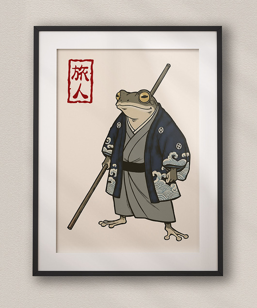 plakaty Plakat Japoński - Samuraj Żaba