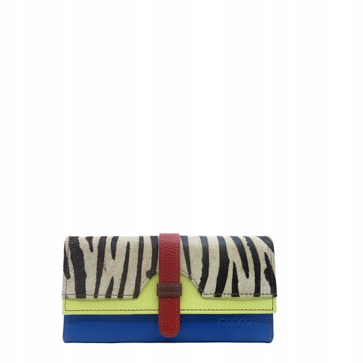 portfele damskie Portfel damski skórzany ze skrawków kolorowy przegródki na karty OLIVKA