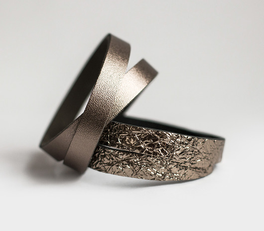 Skórzana bransoletka Metaliczna mocha BASIC DUET tworczy