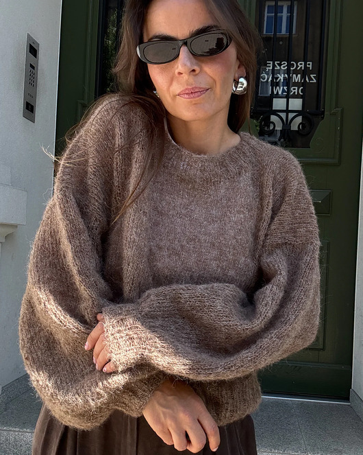 swetry damskie  Jedwabny sweter Crafted Huzelnut malenage
