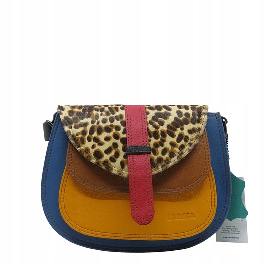 torby na ramię Torebka damska na ramię skórzana pojemna kolorowa ze skrawków eko OLIVKA