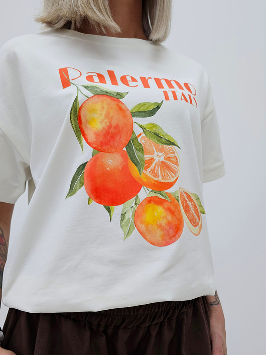 t-shirt damskie Bawełniany t-shirt o swobodnym kroju z modnym printem