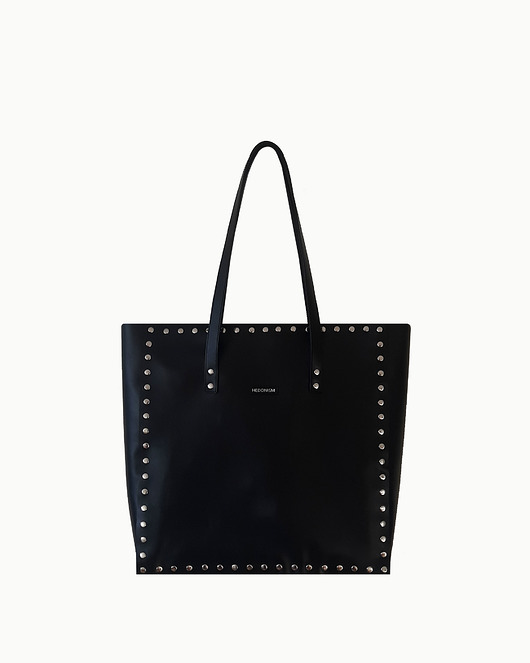 torby na ramię Shopper "Night" czarna satynowa skóra, szer 35cm
