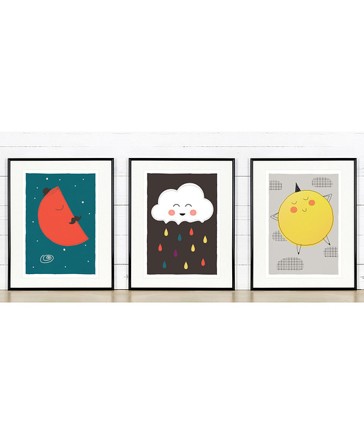 Chmura, księżyc, słońce, styl skandynawski, A4 Galeria EMU