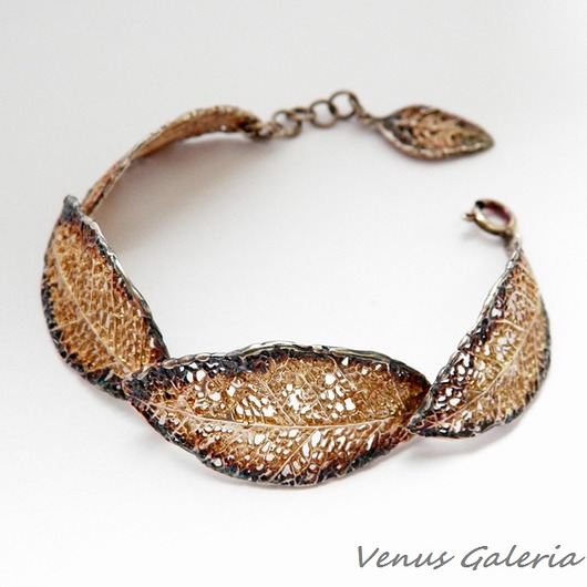 Bransoletka srebrna - Liść L7  VENUS GALERIA