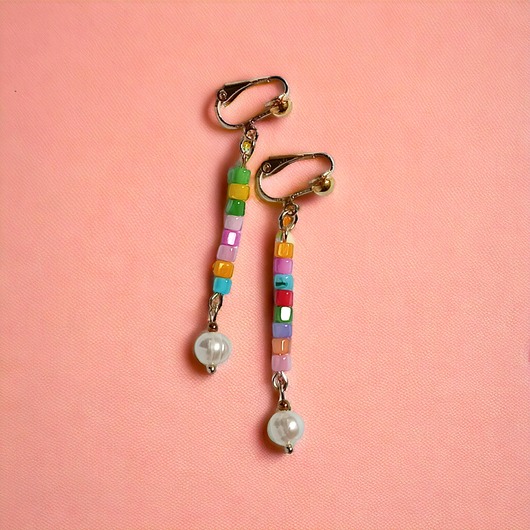 klipsy Klipsy długie : summer collection  : muszla i perły