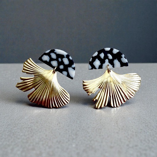 kolczyki z masy plastycznej Oryginalne kolczyki Gingko