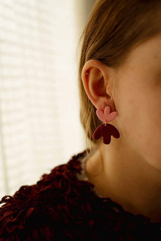 kolczyki z masy plastycznej Wiszące kolczyki TULIPANY