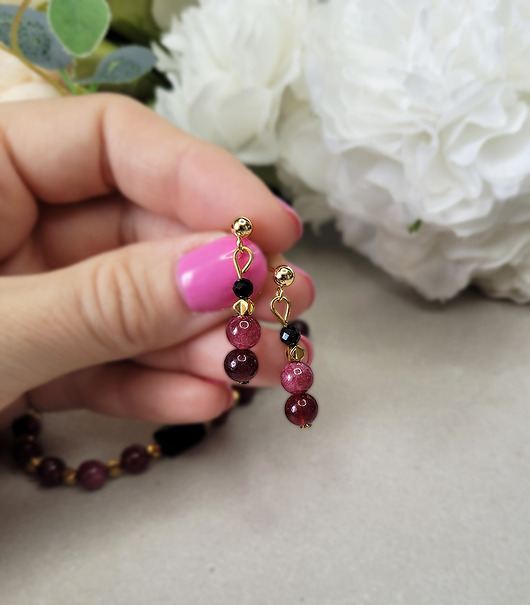 kolczyki z kamieniami Kolczyki na sztyftach z Turmalinem