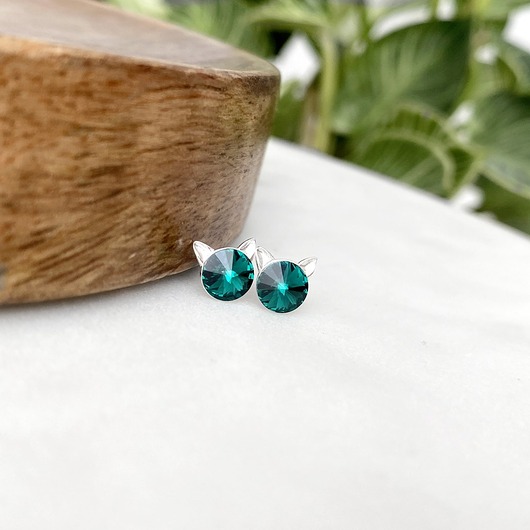 kolczyki srebrne KOTY! kolczyki srebrne - kryształy Swarovski Emerald (mniejsze)