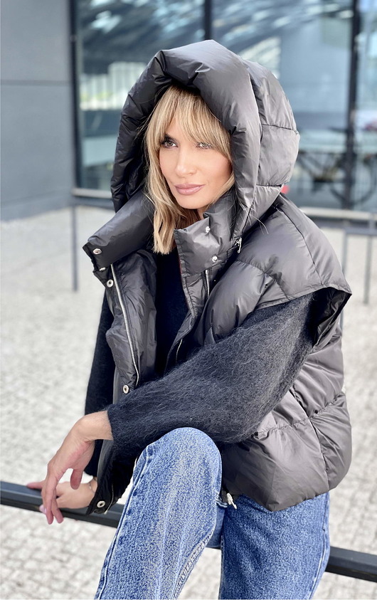 kurtki damskie Kamizelka Puchowa RockHoodieVest