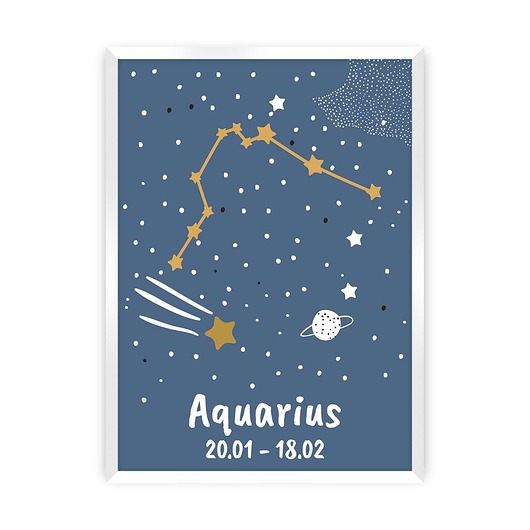 obrazy i plakaty do pokoju dziecięcego Obrazek Zodiac Aquarius 30x40