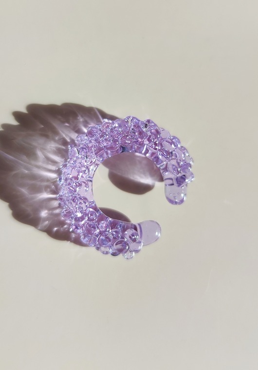 nausznice Szklana nausznica "Crystal" fioletowa
