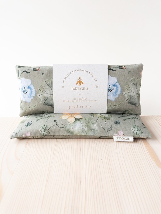 opaski na oczy Poduszka relaksacyjna na oczy z ekologicznymi nasionami lnu i kwiatami lawendy.
