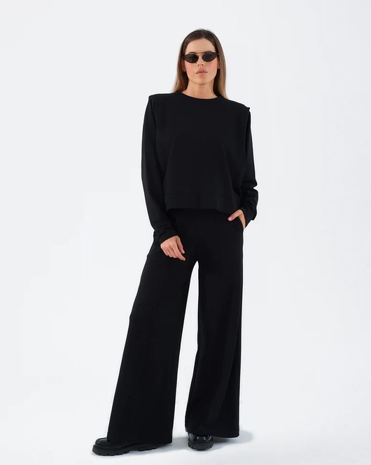 spodnie materiałowe damskie Czarne spodnie ART